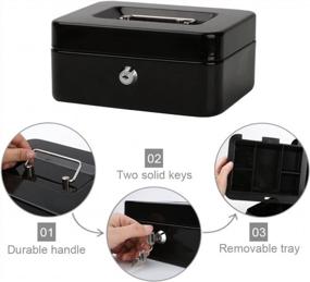 img 2 attached to Secure Your Cash With Decaller Cash Box: Metal Locking Money Box With Key Lock And Money Tray, 7 4/5" X 6 4/5" X 3 3/5", Black, QH2003S