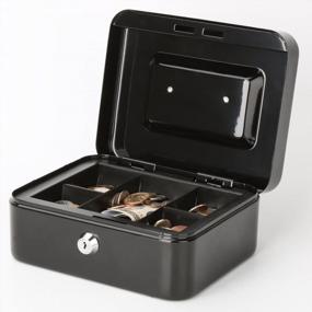 img 3 attached to Secure Your Cash With Decaller Cash Box: Metal Locking Money Box With Key Lock And Money Tray, 7 4/5" X 6 4/5" X 3 3/5", Black, QH2003S