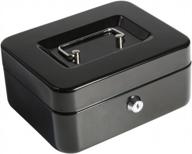 secure your cash with decaller cash box: metal locking money box with key lock and money tray, 7 4/5" x 6 4/5" x 3 3/5", black, qh2003s logo