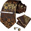mens' dibangu woven silk paisley necktie set with pocket square, tie clip, and cufflinks in gift box for weddings and parties logo