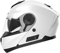 🔘 dot approved modular full face helmet for motorcycles - yema helmet ym-926 for street bike racing, motorbike, moped - flip-up helmet with sun visor for men, women, and youth - white, size small logo