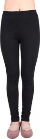 img 4 attached to Kids Girls IRELIA 100% Cotton Fleece-Lined Solid Leggings - Warm Winter Pants