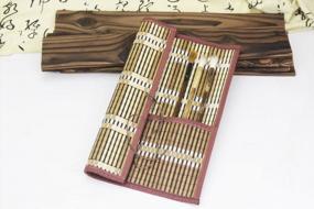 img 1 attached to Bamboo Calligraphy Brush Holder Rollup: Portable Protective Case, 36X32Cm (14.1" X 12.5") - Ideal For Easy Storage