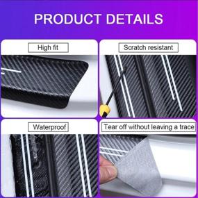 img 1 attached to Hangoo 4pcs Mexican Carbon Fiber Car Door Front/Rear Sill Plate Protectors, Reflective Sticker Door Entry Guard Threshold Scratch Pad Film (Mexican Flag Decor)