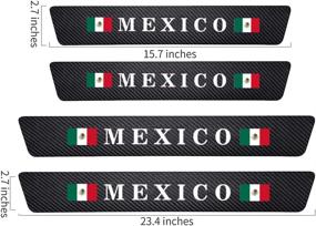 img 3 attached to Hangoo 4pcs Mexican Carbon Fiber Car Door Front/Rear Sill Plate Protectors, Reflective Sticker Door Entry Guard Threshold Scratch Pad Film (Mexican Flag Decor)