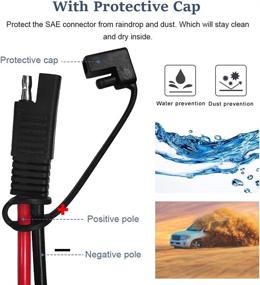 img 2 attached to ⚡ SAE Power Automotive Extension Cable - 12Ft Length SAE to SAE Connector, 2 Pin Extension Cord - Heavy Duty 16AWG Battery Quick Disconnect/Connect Wire Harness - 12V-24V Compatible with Waterproof Cap