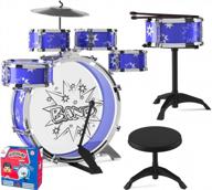 emaas kids jazz drum set for kids – 5 drums, 2 drumsticks, kick pedal, cymbal chair, stool – ideal gift toy for kids, teens, boys & girls - stimulates musical talent imagination and creativity логотип