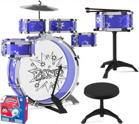 img 4 attached to EMAAS Kids Jazz Drum Set For Kids – 5 Drums, 2 Drumsticks, Kick Pedal, Cymbal Chair, Stool – Ideal Gift Toy For Kids, Teens, Boys & Girls - Stimulates Musical Talent Imagination And Creativity