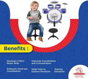 img 2 attached to EMAAS Kids Jazz Drum Set For Kids – 5 Drums, 2 Drumsticks, Kick Pedal, Cymbal Chair, Stool – Ideal Gift Toy For Kids, Teens, Boys & Girls - Stimulates Musical Talent Imagination And Creativity