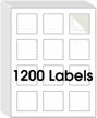 maxgear 2x2 square labels - 1200 matte white printable sticker sheets for inkjet/laser printer with strong adhesive & quick-drying formula | holds ink well logo