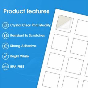 img 3 attached to MaxGear 2X2 Square Labels - 1200 Matte White Printable Sticker Sheets For Inkjet/Laser Printer With Strong Adhesive & Quick-Drying Formula | Holds Ink Well