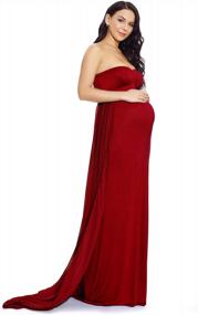 img 2 attached to Stylish And Comfortable: ZIUMUDY Off Shoulder Maternity Maxi Dress For Picture-Perfect Baby Showers