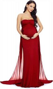 img 3 attached to Stylish And Comfortable: ZIUMUDY Off Shoulder Maternity Maxi Dress For Picture-Perfect Baby Showers