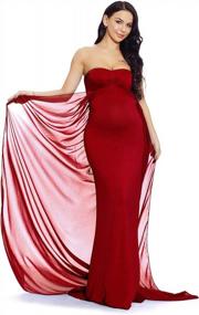img 4 attached to Stylish And Comfortable: ZIUMUDY Off Shoulder Maternity Maxi Dress For Picture-Perfect Baby Showers