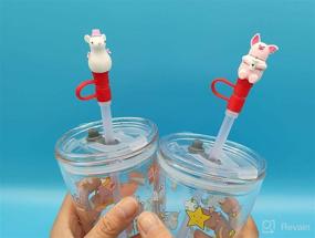 img 3 attached to 🐀 Set of 2 Adorable Silicone Straw Tips with Reusable Straw Covers, Lids/Plugs for 7mm-8mm Straws (Includes 2 Reusable Plastic Straws, Random color) - Pig &amp; Rat