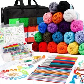 img 4 attached to 105-Piece Crochet Kit With 20 Acrylic Yarn Skeins, Hooks, And Accessories - Premium Bundle For Beginners And Professionals, Includes 2000 Yards Of Yarn Balls - Ideal Starter Pack For Kids And Adults