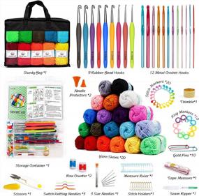 img 3 attached to 105-Piece Crochet Kit With 20 Acrylic Yarn Skeins, Hooks, And Accessories - Premium Bundle For Beginners And Professionals, Includes 2000 Yards Of Yarn Balls - Ideal Starter Pack For Kids And Adults