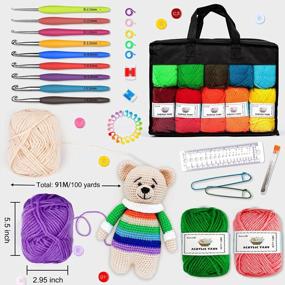 img 2 attached to 105-Piece Crochet Kit With 20 Acrylic Yarn Skeins, Hooks, And Accessories - Premium Bundle For Beginners And Professionals, Includes 2000 Yards Of Yarn Balls - Ideal Starter Pack For Kids And Adults