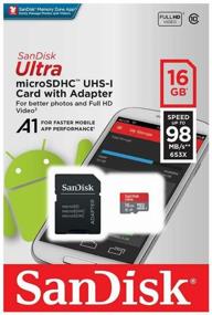 img 1 attached to SanDisk microSDHC 16GB Class 10, A1, UHS-I, R 98MB/s Memory Card, SD Adapter