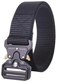 img 4 attached to Tactical belt with metal buckle (4 rivets), black