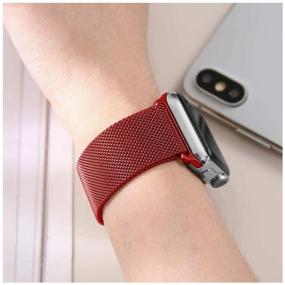 img 1 attached to Metal strap compatible with Apple Watch Series 1, 2, 3, 4, 5, 6, SE, Milanese loop, 38/40mm, red