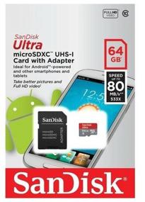 img 4 attached to SanDisk 64GB Class 10 UHS-I microSDXC Memory Card with SD Adapter, R/W Speeds up to 80/10 MB/s