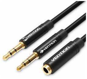 img 3 attached to 🎧 Vention Jack 3.5 mm F 4 pin/Jack 3.5 mm M x 2 (BBDBF), 1 m, black - High-quality Audio Splitter Cable