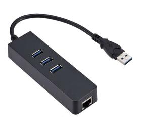 img 1 attached to 4-in-1 USB Hub/Hub Ethernet Network Adapter, 3 x USB 3.0 + RJ45 LAN Adapter Internet 100 Mbps