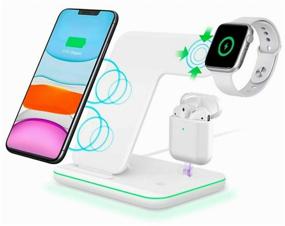 img 3 attached to White Wireless Dock 3 in 1 with Qi Fast Charging for Apple iPhone, AirPods, Apple Watch, Samsung Galaxy, Huawei, Xiaomi Airdots