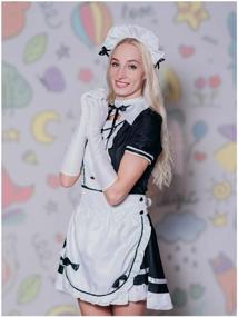 img 3 attached to Japanese Anime Cosplay Costume Black and White Women's Maid Dress Gothic Lolita S
