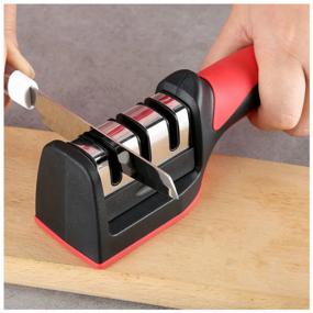 img 4 attached to Mechanical Sharpener / Knife / Double Sided Sharpening / Knife & Scissor / Grinding / Kitchen / 3 Staged Sharpening / Manual