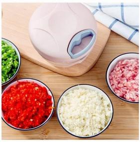 img 4 attached to Multifunctional mechanical chopper, manual vegetable cutter, blender, slicer for onions, grater for garlic, vegetables, fruits, berries, 500ml.