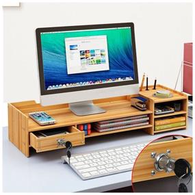 img 1 attached to Wooden desktop organizer Braumann under the monitor