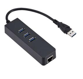 img 1 attached to 4-in-1 USB Hub/Hub Ethernet Network Adapter, 3 x USB 3.0 RJ45 LAN Adapter Internet 100Mbps