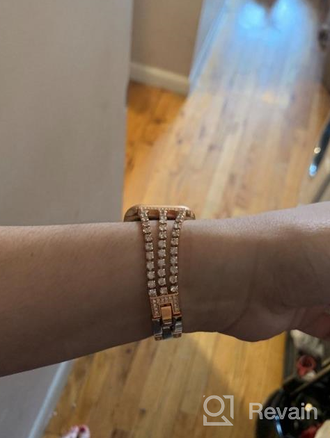 img 1 attached to Rose Gold Bling Diamond Rhinestone Apple Watch Band - Compatible With Series 8 7 6 5 4 3 2 1 SE (38Mm/40Mm/41Mm) review by Charles Alvey