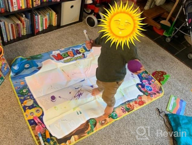 img 1 attached to Kids Doodle Mat 47X35 Inches Water Drawing Board No Mess Coloring Writing Educational Toys For Boys Girls Age 3-12 Years Old Toddler review by Jonathan Arroyo