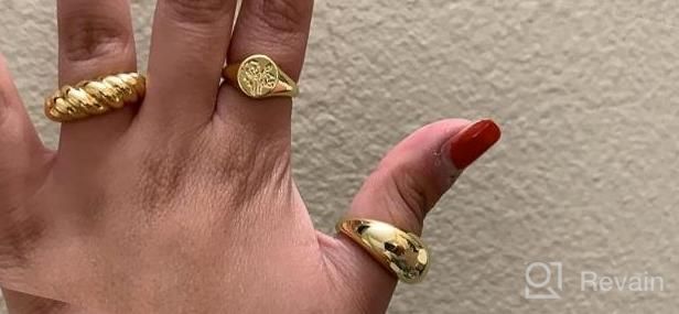 img 1 attached to Make A Statement With MOROTOLE'S 3Pcs Chunky Gold Rings Set For Women In 18K Gold Plated Croissant Braided Twisted Stacking Round Signet Rings - Available In Size 6-10! review by James Bullets