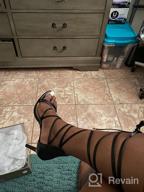 img 1 attached to LISHAN Womens Gladiator Knee High Sandals Open Toe Lace Up Criss Cross Strappy Stiletto Heels review by Anthony Boylan