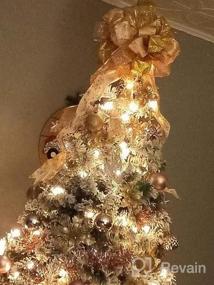 img 6 attached to Большой золотой бант для рождественской елки цвета шампанского с лентами и проволочными краями - 12X31,5 дюйма - идеально подходит для рождественских украшений и домашнего декора - односторонняя упаковка в комплекте