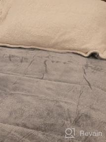 img 8 attached to Комплект одеяла TILLYOU Queen, комплект одеяла из серой катионной фланели, комплект из 3 предметов из мягкой овечьей шерсти с 2 наволочками