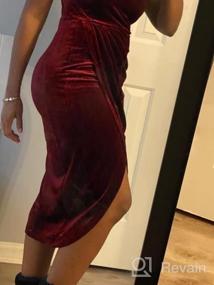 img 5 attached to Women'S Sexy One Shoulder Velvet Cutout Ruched Slit Cocktail Midi Dress By MEROKEETY