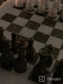 img 7 attached to Большие утяжеленные мраморные шахматы ручной работы в бело-сером океаническом дизайне - идеально подходят для взрослых, турниров и подарков послам