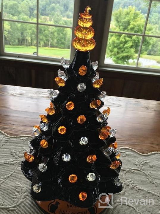 img 1 attached to Spooky Chic: DREAMADE 15" Hand-Painted Battery Powered Ceramic Halloween Tree With 12 Built-In Lights – Perfect Forever Lighted Centerpiece Decoration review by Steve Poe