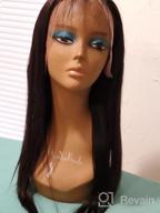 img 1 attached to Human Hair Wig For Black Women, Pizazz Headband Full 180% Density Brazilian Straight None Lace Front Easy To Wear (Natural Black Color, 22 Inch) review by Patrick Ceo