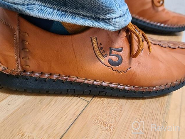 img 1 attached to Stylish Light Brown Men's Shoes with Non-Slip Loafers and Fashionable Stitching review by Joshua Huan