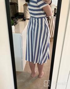 img 6 attached to Striped Midi Dress With Pockets: Casual, Short-Sleeved Women'S Swing Dress By Levaca