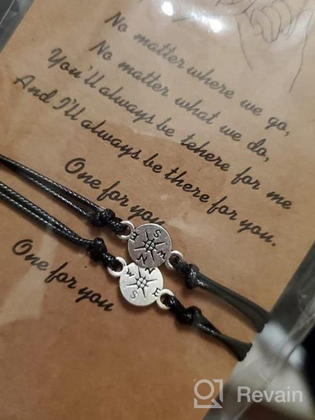 img 1 attached to 🤝 Matching Distance Bracelets for Best Friends | Friendship Bracelets for Couples | Adjustable Pinky Promise Bangle Bracelets for Him and Her | Girlfriend Boyfriend Christmas Gifts with Compass review by Troy Houston