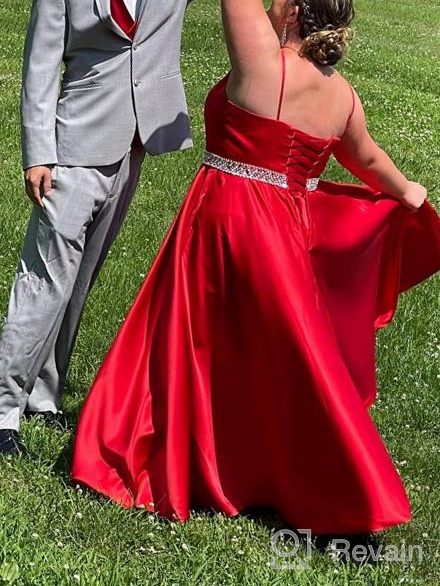 img 1 attached to 👗 Yexinbridal Long Glitter Spaghetti Straps Prom Dress with Beaded Satin V-Neck - Formal Evening Gowns review by Eric Owens