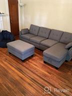 img 1 attached to HONBAY Reversible Sectional Sofa Couch Set L-Shaped Living Room Furniture 4 Seater With Storage Ottoman For Small Apartment, Dark Grey (Sectional+Tray Ottoman) review by Joseph Swanson