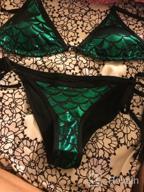 img 1 attached to Alaroo Mermaid Scale Bikini Swimsuit: String Triangle Two-Piece For Women review by Tim Knain